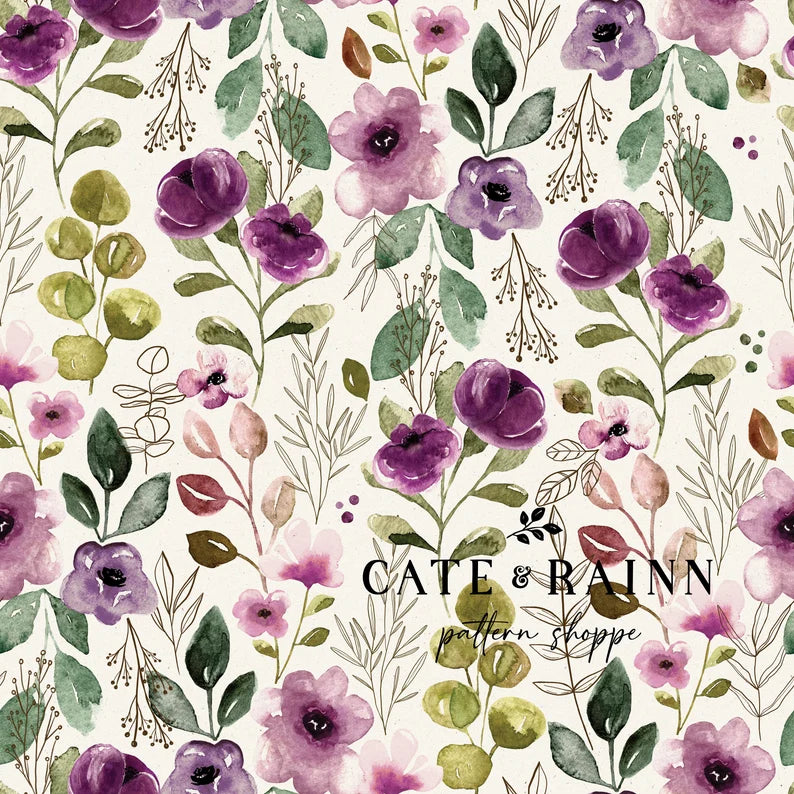 Autumn Amethyst Boho Watercolor Floral