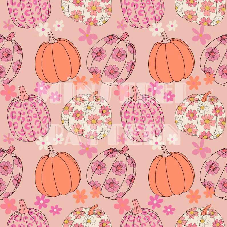 Pink Floral Pumpkin