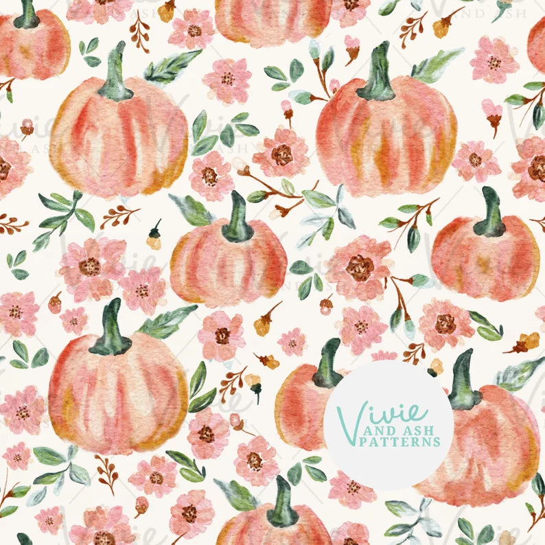 Watercolor Pumpkin Floral