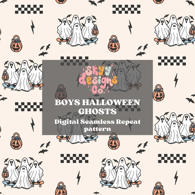 Halloween boys pumpkins and Ghosts