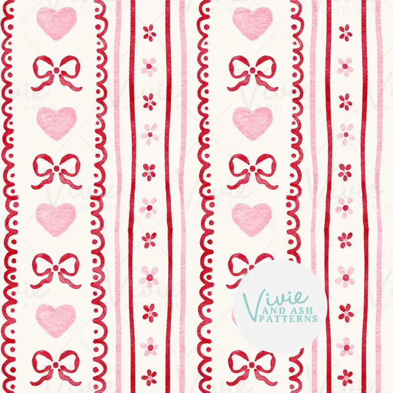 Valentine Bow Heart Stripe