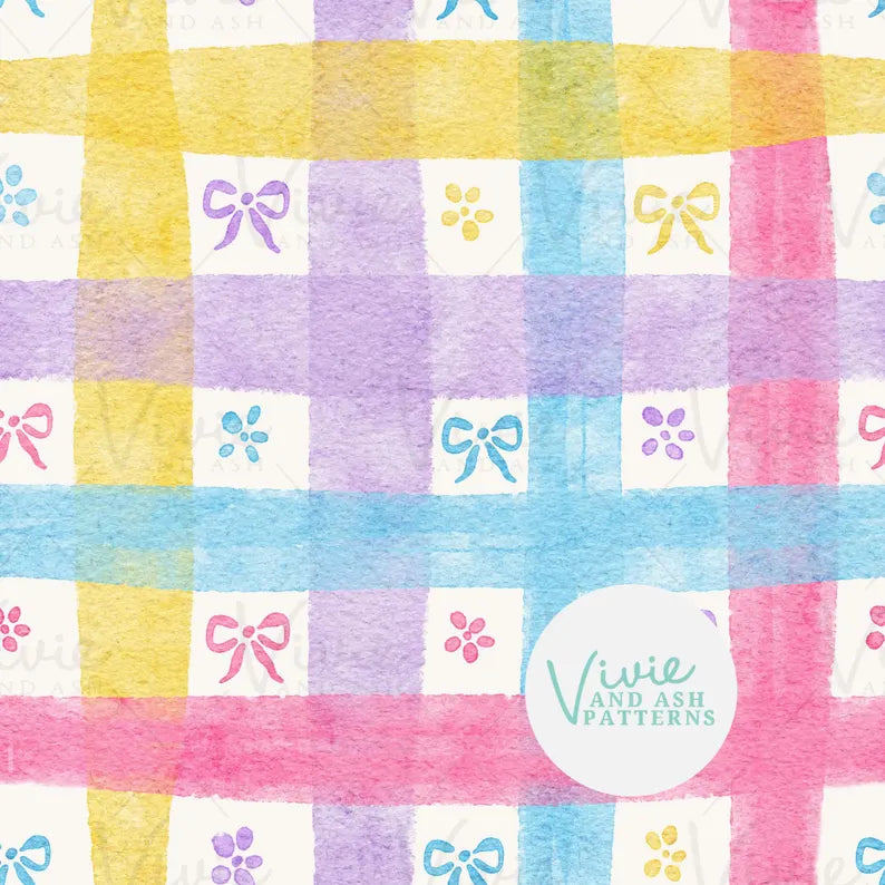 Pastel Watercolor Spring Gingham