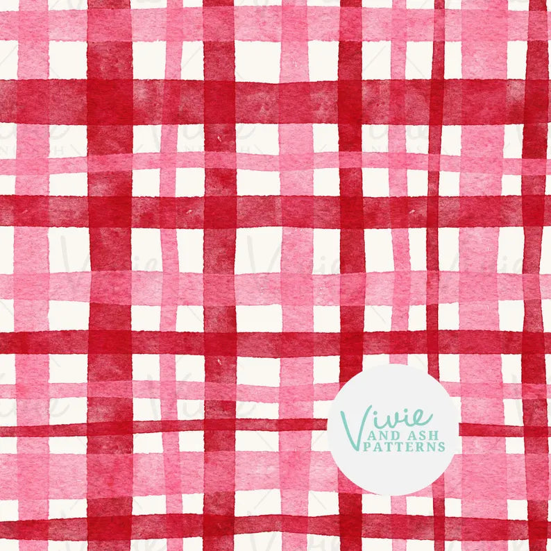 Pink and Red Valentine Watercolor Plaid