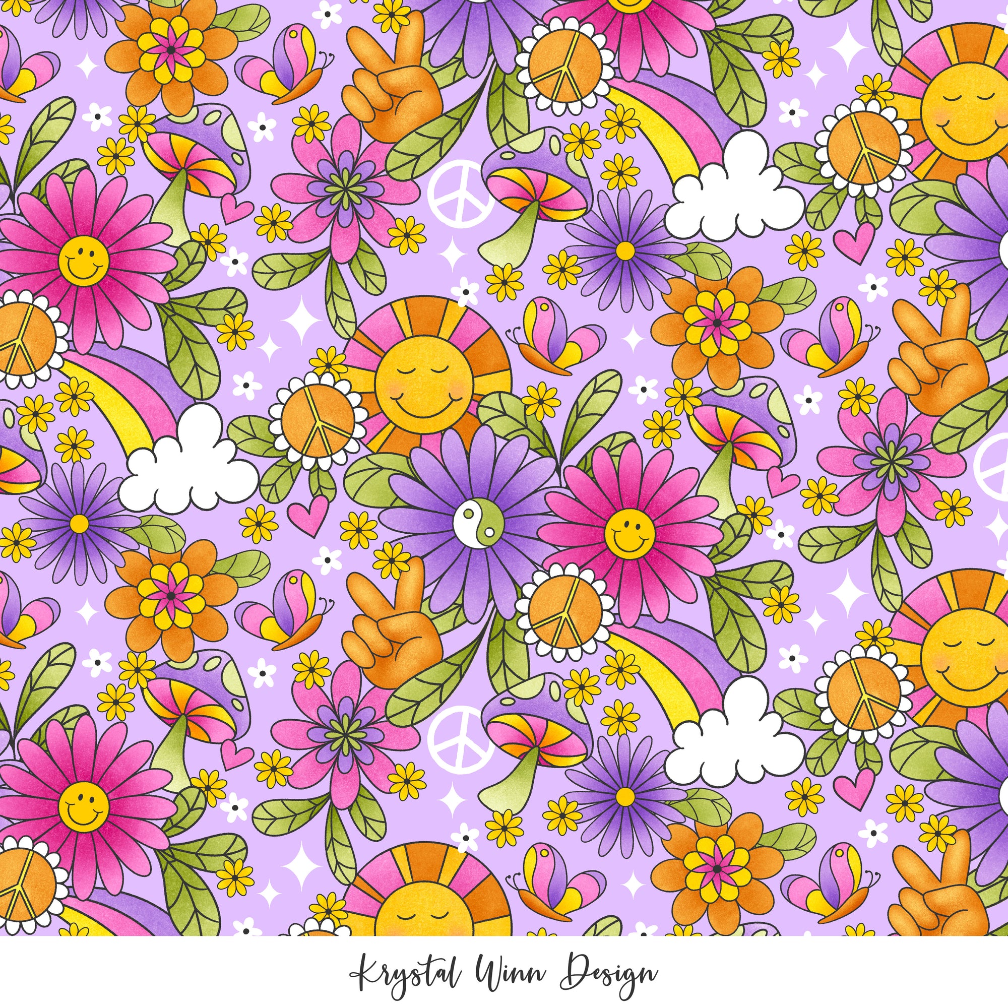 Groovy Sunny Floral Light Purple